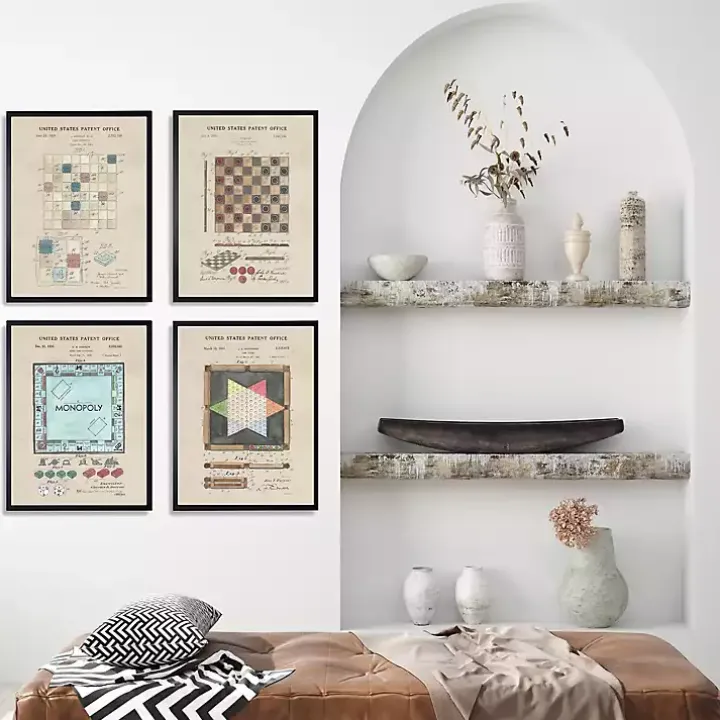 Game Boards Patents Framed Art Prints, Set of 4