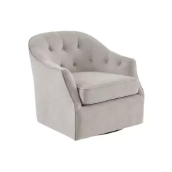 Gayla Taupe Button Tufted Swivel Accent Chair