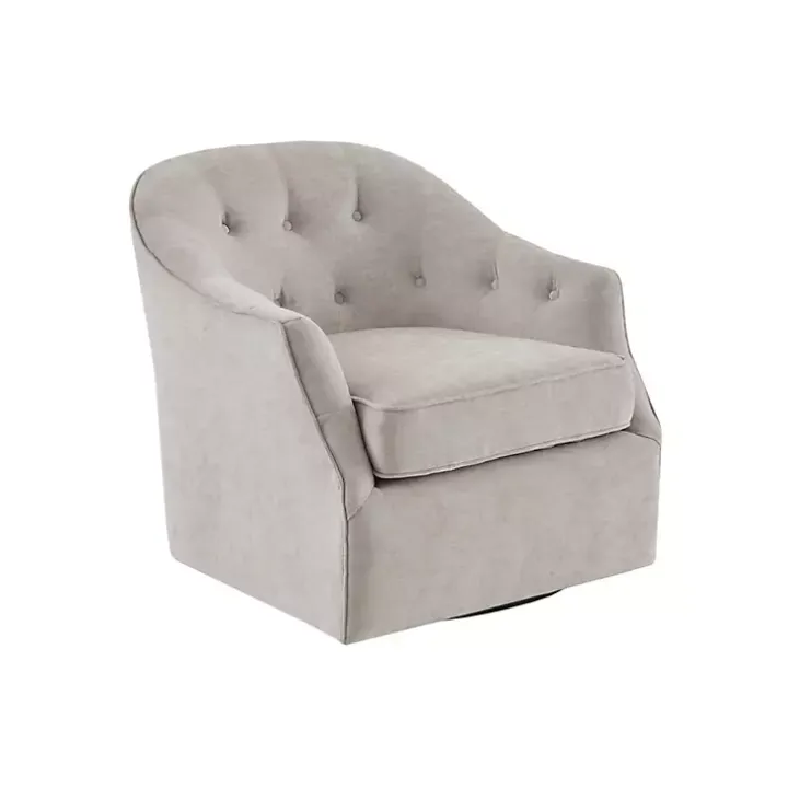 Gayla Taupe Button Tufted Swivel Accent Chair