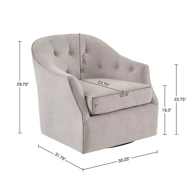 Gayla Taupe Button Tufted Swivel Accent Chair