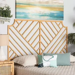 Geometric Weave Rattan Queen Headboard