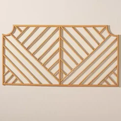 Geometric Weave Rattan Queen Headboard