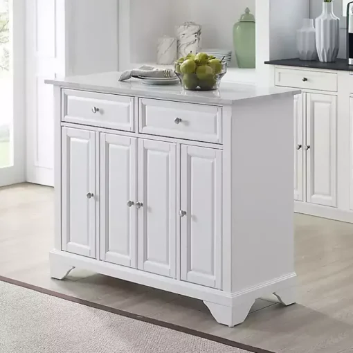 Gia All White Marble Kitchen Island