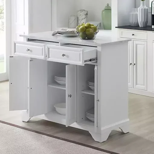 Gia All White Marble Kitchen Island