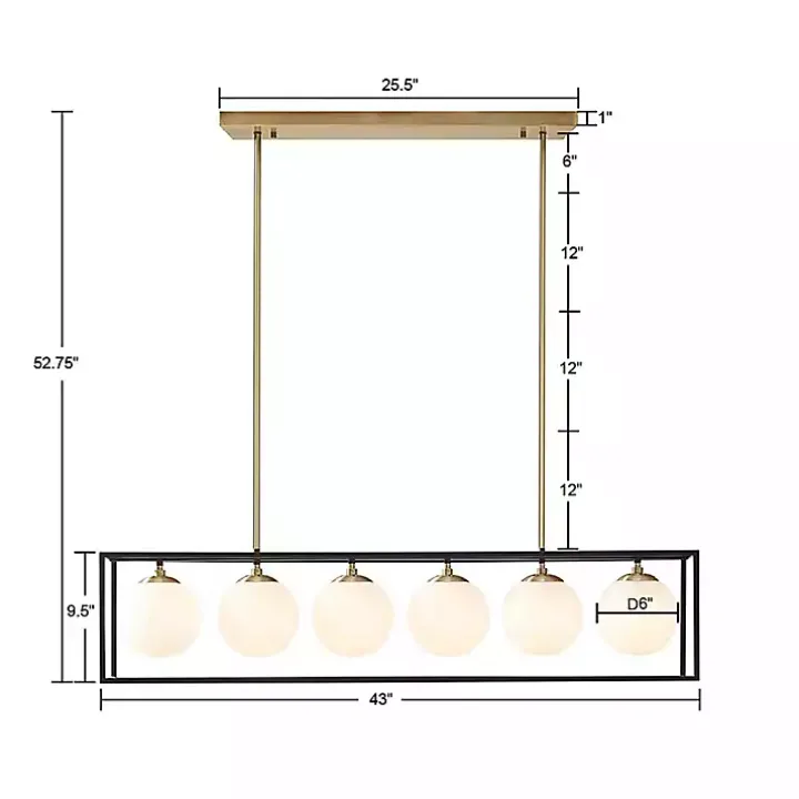 Glass Globes Rectangle Chandelier