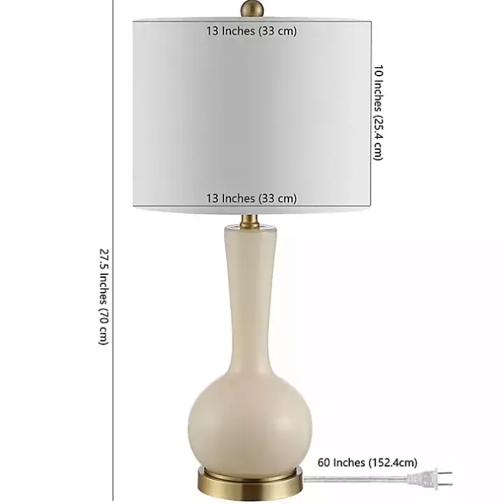 Glazed Ivory Glass Teardrop Table Lamp