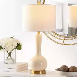 Glazed Ivory Glass Teardrop Table Lamp