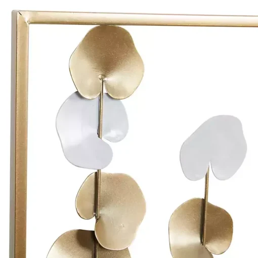 Glossy Gold Leaves Framed Wall Plaque