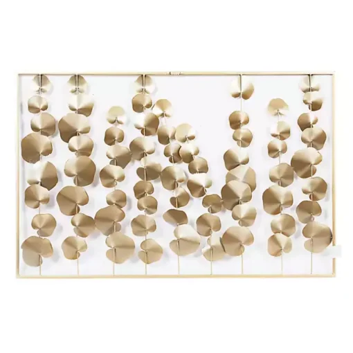 Glossy Gold Leaves Framed Wall Plaque