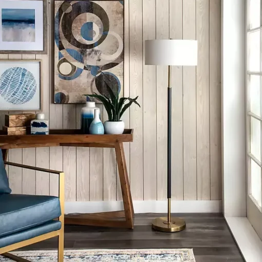 Gold and Black Simple Stem Floor Lamp