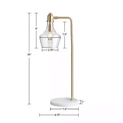Gold and Marble Table Lamp with Glass Bell Shade