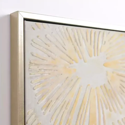 Gold and White Abstract Framed Canvas Art Print