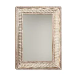 Gold and White Washed Carved Frame Mirror