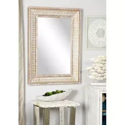 Gold and White Washed Carved Frame Mirror