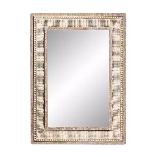 Gold and White Washed Carved Frame Mirror