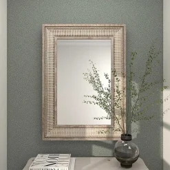 Gold and White Washed Carved Frame Mirror