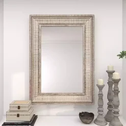 Gold and White Washed Carved Frame Mirror