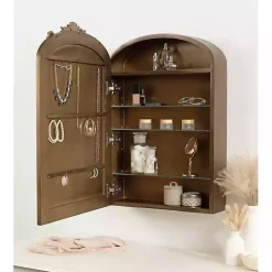 Gold Arendahl Arched Mirror Jewelry Cabinet