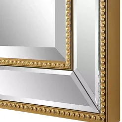 Gold Beaded Double Frame Beveled Wall Mirror