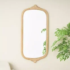 Gold Beaded Scroll Frame Wall Mirror