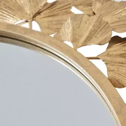 Gold Foil Leaf Framed Round Wall Mirror