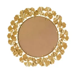 Gold Foil Leaf Framed Round Wall Mirror