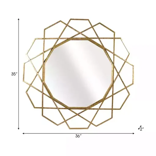 Gold Geometric Frame Wall Mirror