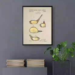 Gold Golf Club Patent Framed Art Print