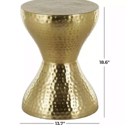 Gold Hammered Hourglass Accent Table