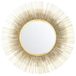 Gold Layered Burst Frame Round Wall Mirror