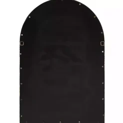 Gold Leaf Metal Windowpane Arch Frame Mirror