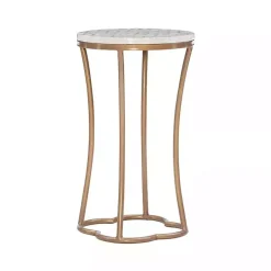 Gold Metal and Capiz Shell Top Accent Table
