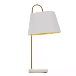 Gold Metal and Faux Silk Shade Table Lamp