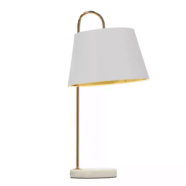 Gold Metal and Faux Silk Shade Table Lamp