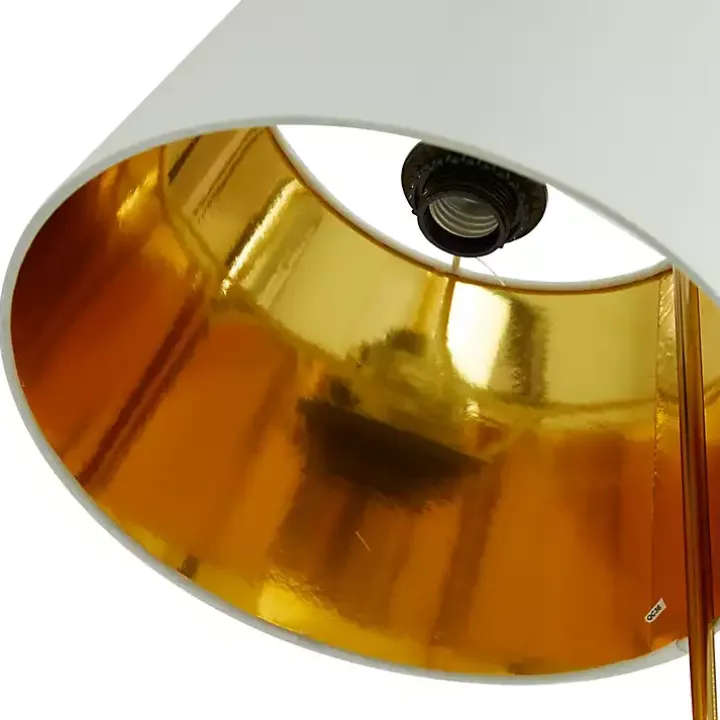 Gold Metal and Faux Silk Shade Table Lamp