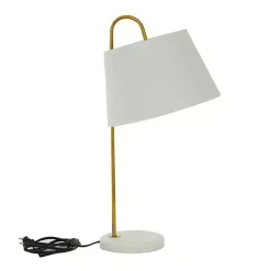 Gold Metal and Faux Silk Shade Table Lamp