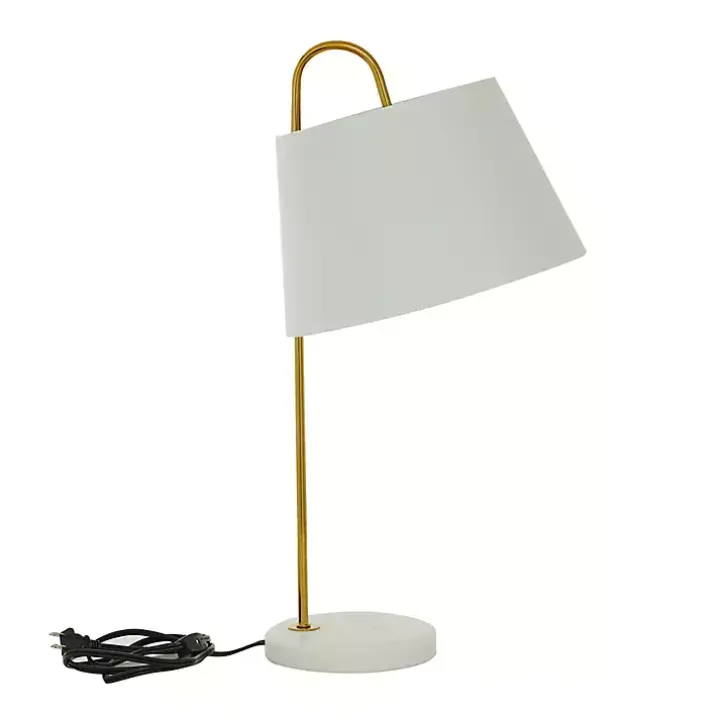 Gold Metal and Faux Silk Shade Table Lamp