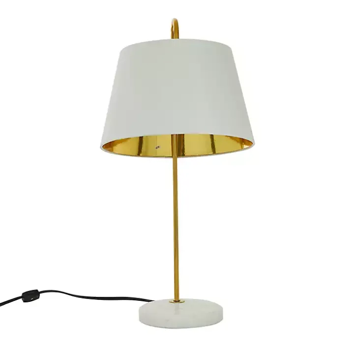 Gold Metal and Faux Silk Shade Table Lamp