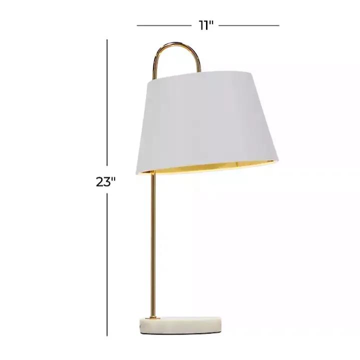 Gold Metal and Faux Silk Shade Table Lamp