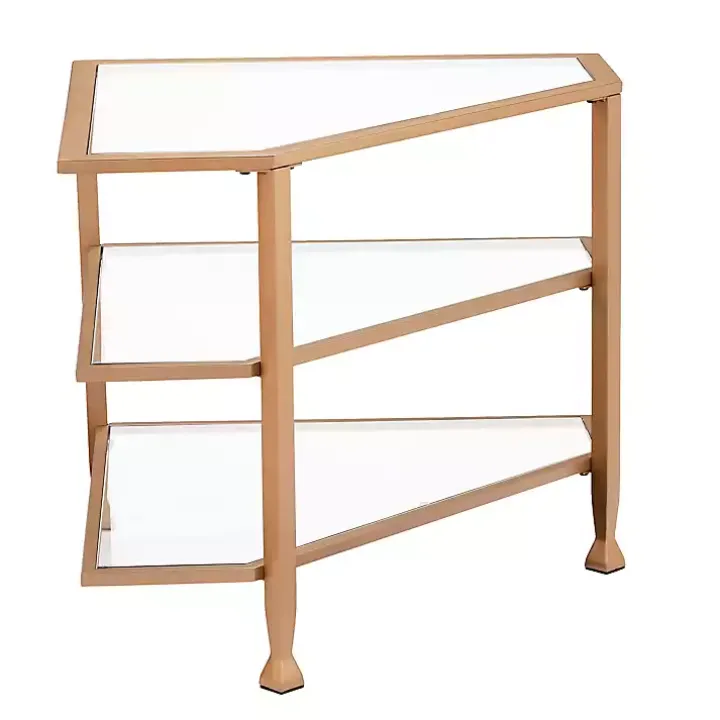 Gold Metal and Glass Corner TV Stand