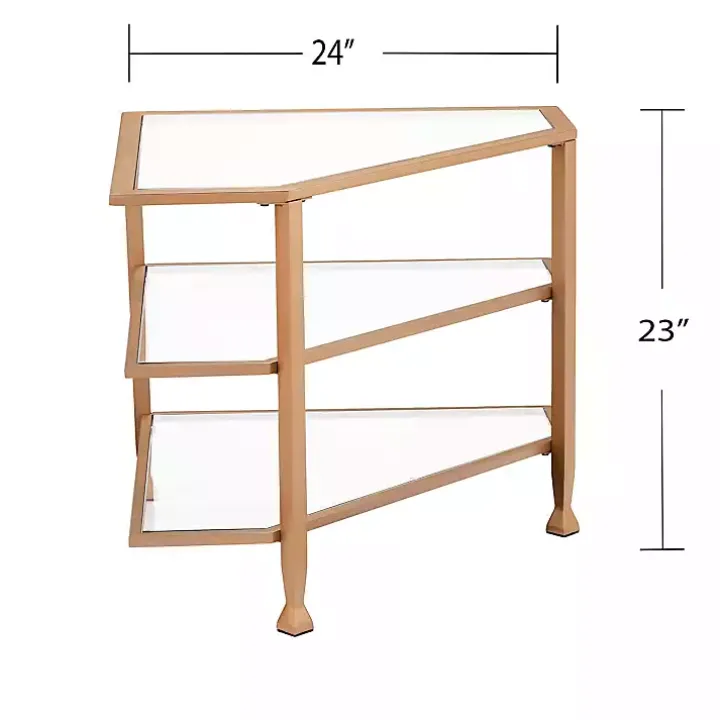 Gold Metal and Glass Corner TV Stand