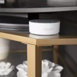 Gold Metal and Glass Corner TV Stand