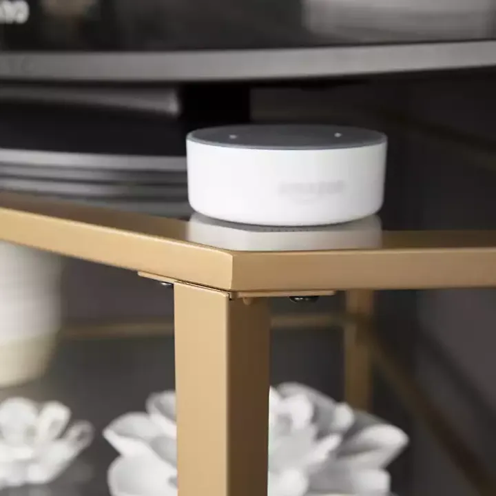 Gold Metal and Glass Corner TV Stand