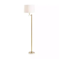 Gold Metal and White Marble Base Floor Lamp