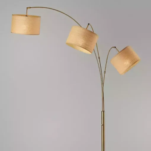 Gold Metal 3-Arm Arched Floor Lamp