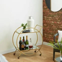 Gold Metal Circular Bar Cart