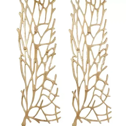 Gold Metal Coral Panel Wall Plaques, Set of 2