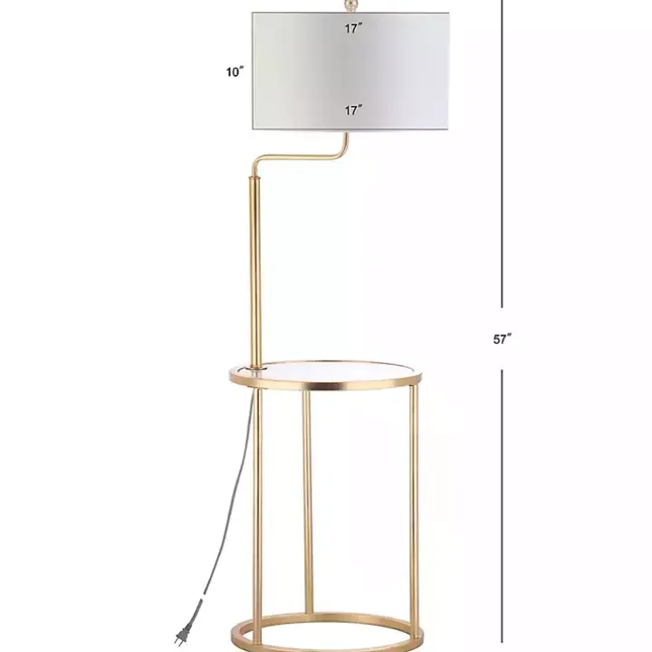 Gold Metal Floor Lamp with Round Side Table
