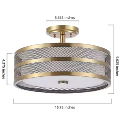 Gold Metal Mesh Flush Mount Light