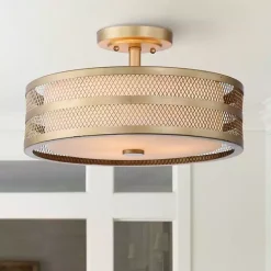 Gold Metal Mesh Flush Mount Light